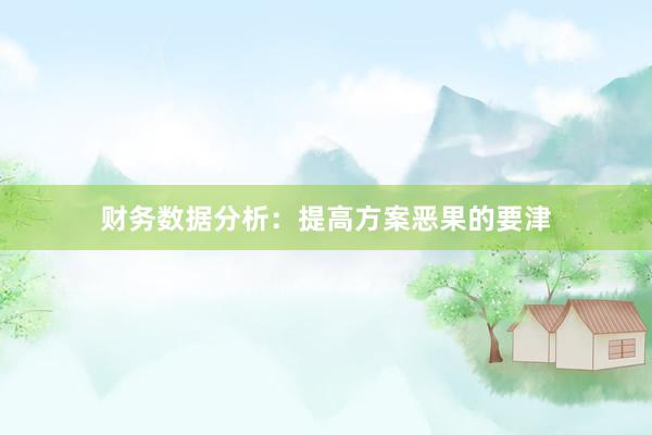 财务数据分析：提高方案恶果的要津